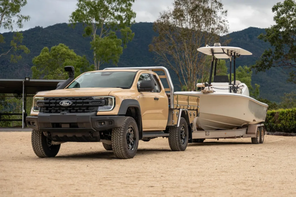 Ford Ranger Super Duty towing a boat